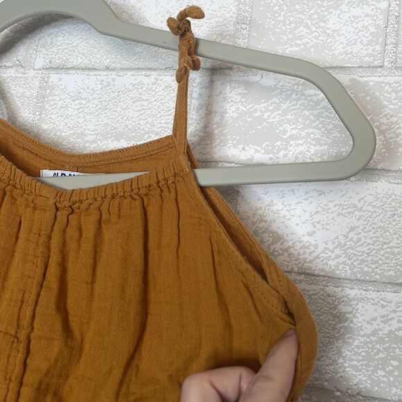 Old Navy Girl’s Lightweight Cotton Trendy Mustard Colored Romper - Picture 3 of 7